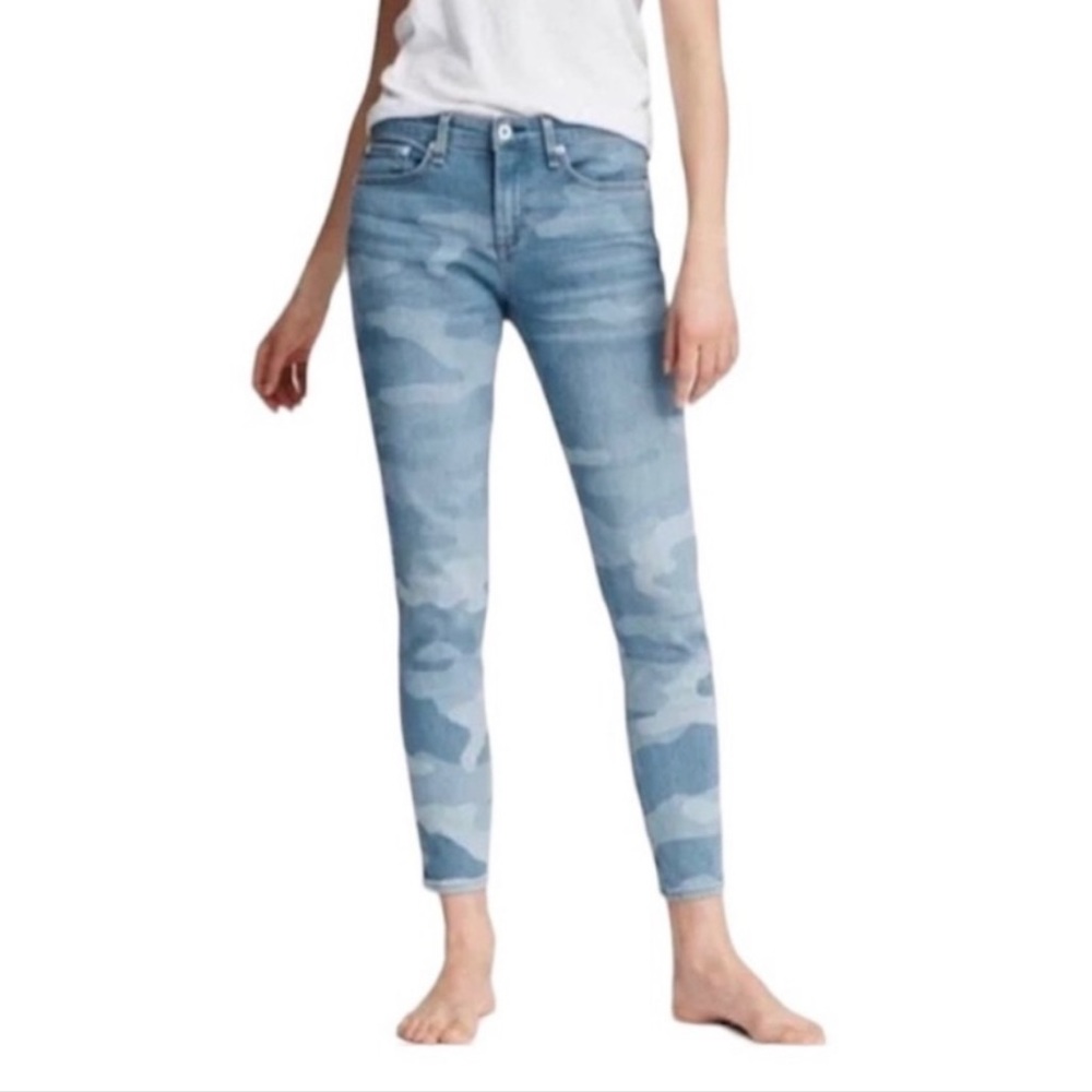 Rag & Bone Cate Mid-Rise Ankle Skinny Jeans. Faded Camo. Size 25. NWT
